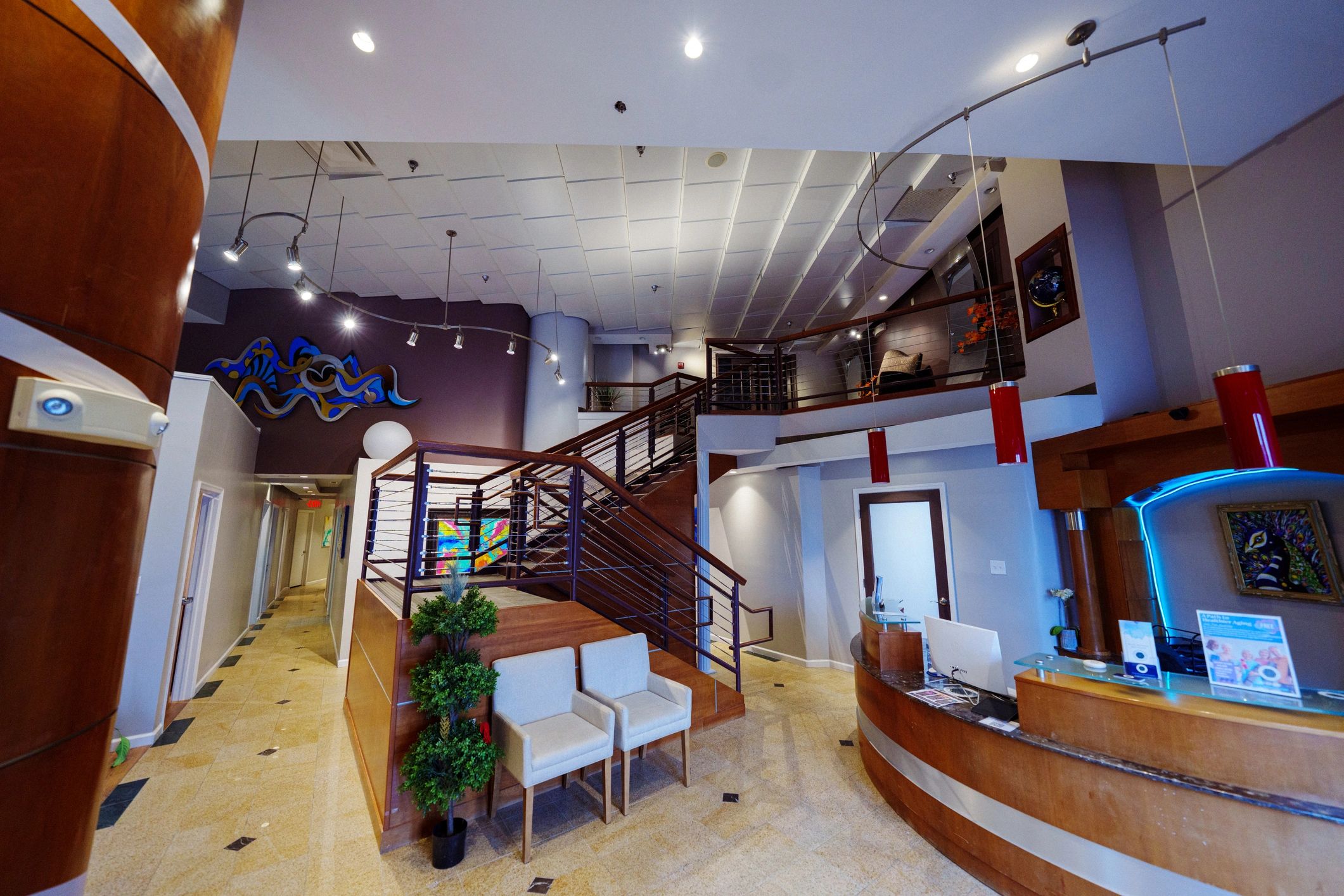 Modern commercial lobby and reception area